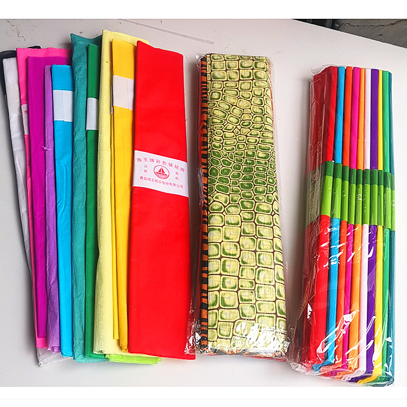 彩色皱纹纸花样皱纸手工纸幼儿园美工坊创意DIY文化用品10卷套装